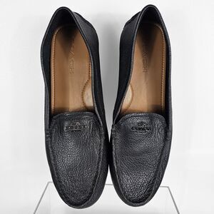 Coach Size 10 Black Leather Mary Lock Up Flat Loafers